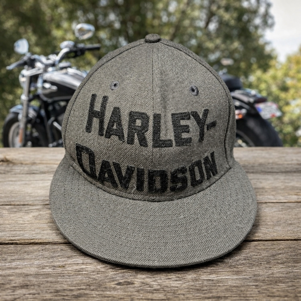 Harley Davidson Hat New Era 59Fifty Fitted Black Wool Men's Size Medium 7 1/4